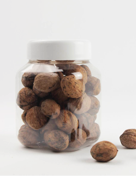 Bote transparente P.E.T.1000 ml. cuadrado con tapa blanca