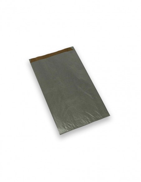 Bolsa plana con solapa kraft plata 19x6x33 cm 100 uds