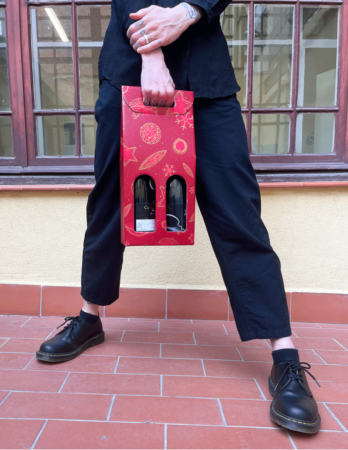 Caja estampada para 2 botellas 18,9x9x38,5 cm