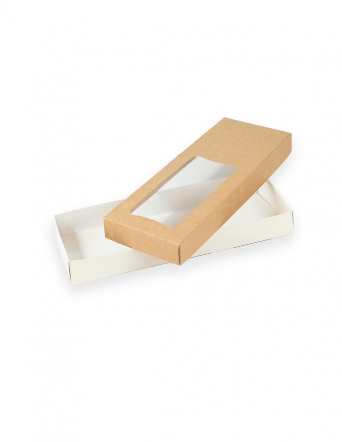 Caja turrón con ventana. 21x3x9 cm. Varios colores. 5 uds