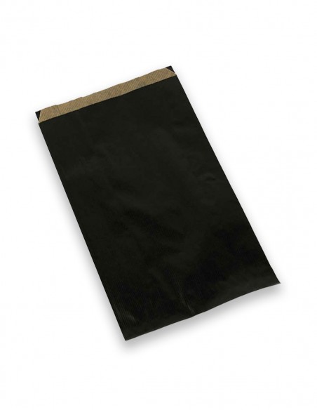 Bolsa plana solapa negra. 30x8x48 cm. 55gr. 100 uds