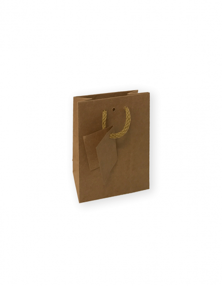 Bolsa asa cordón. Color kraft. 11.4+6.4x14.6 cm.20 uds