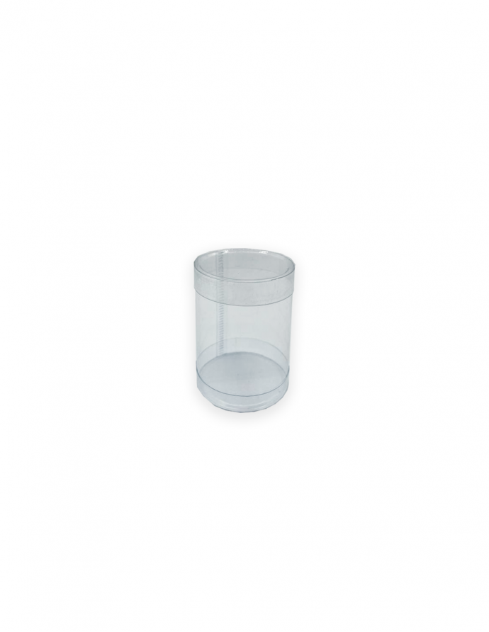 Caja cilíndrica PVC transparente 6x8 cm