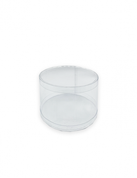 Caja cilíndrica PVC transparente 14x10 cm