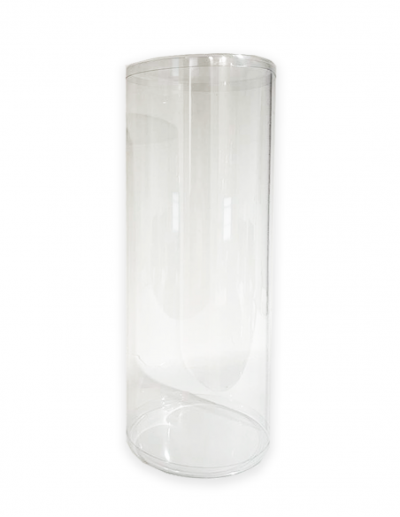 Caja cilíndrica PVC transparente 19x50 cm