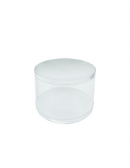 Caja cilíndrica PVC transparente 18x12 cm