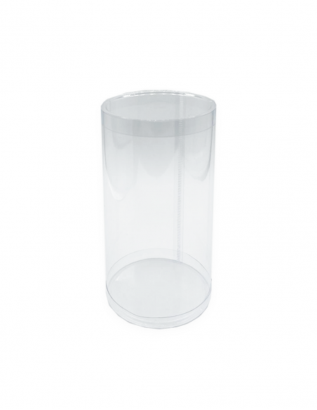 Caja cilíndrica PVC transparente 14x24 cm