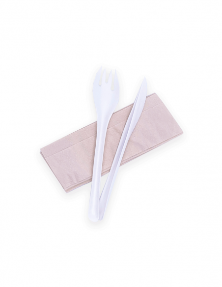 Set de tenedor, cuchillo y servilleta 50 uds