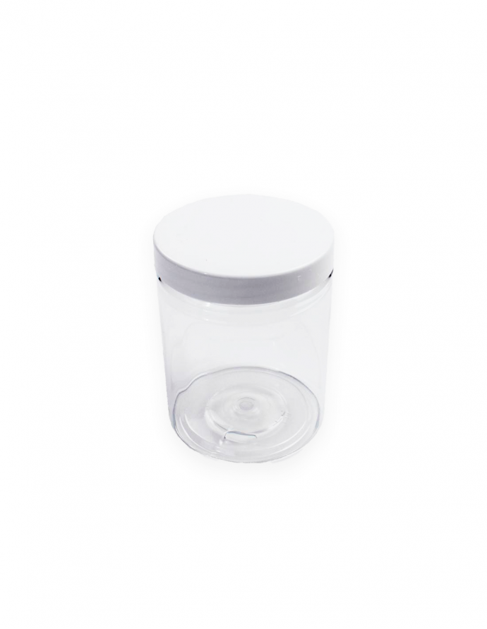 Bote transparente con tapa blanca 400 ml