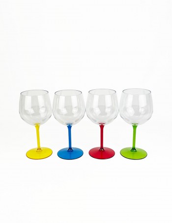 Copa de gin-tonic de tritán transparente con pie rojo 58 cl 2
