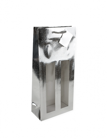 Bolsa asa cordón plata 18x8,8x38 cm 20 uds