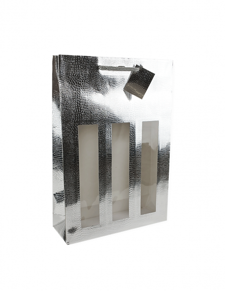 Bolsa asa cordón plata 27x9x38 cm 20 uds