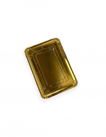 Bandeja cartón oro 10x16 cm