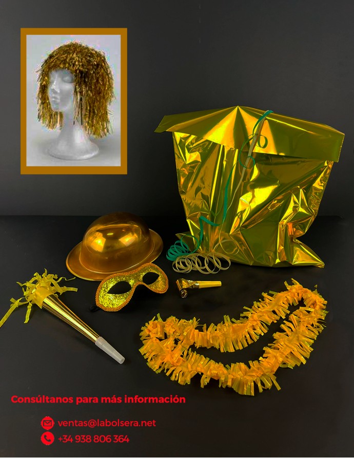 Cotillón premium oro con bombín