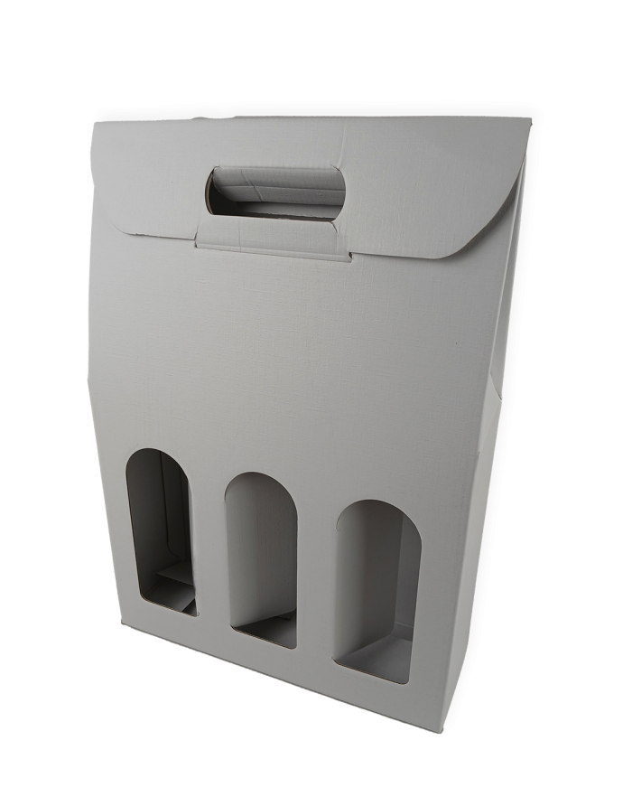 Caja para 3 botellas Blanca 27x9x38,5 cm