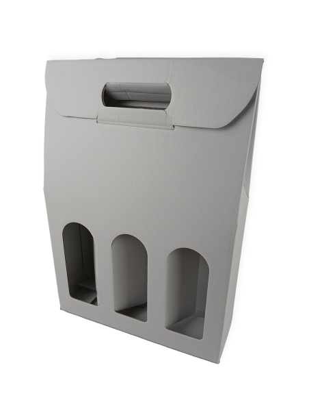 Caja para 3 botellas Blanca 27x9x38,5 cm