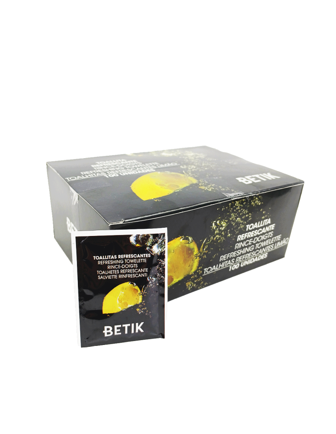 Toallitas refrescantes Limón crepé  60X80 mm. 100 UN.