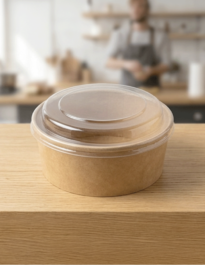 Ensaladera Kraft 750 CC. con tapa RPET. Pack 25 Unid.