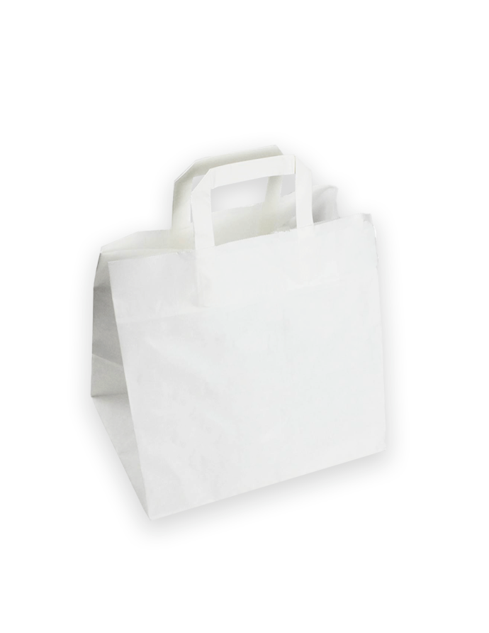 Bolsa de Papel Asa Plana Blanca 26x17x26 cm Celulosa 90 g | Pack 25 unid