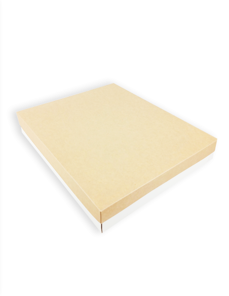 Caja modelo Niza con tapa kraft y base blanca 32x27X6cm