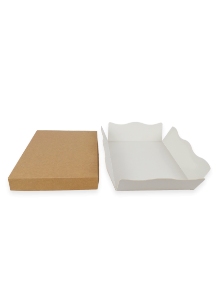 Caja modelo Niza con tapa kraft y base blanca 23x17X6cm