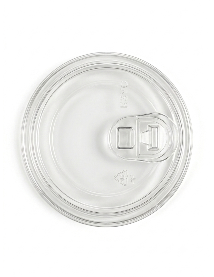 Tapa rPET Plana Strawless Ø95 mm Transparente – Pack 50 Unidades