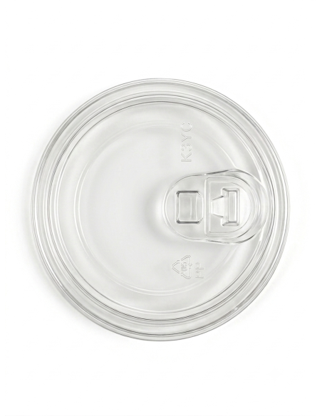 Tapa rPET Plana Strawless Ø95 mm Transparente – Pack 50 Unidades