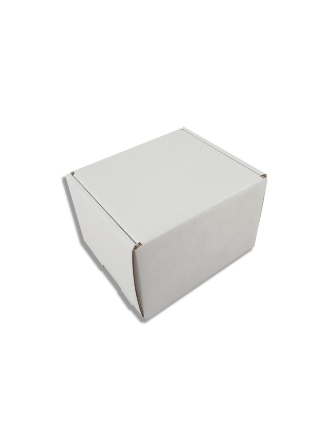 Caja Cartón Automontable Kraft Blanca Premium 120x100x80 mm | Pack 10 Uds.