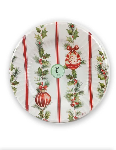 8 Platos Stripes and Christmas. Ø 21 cm
