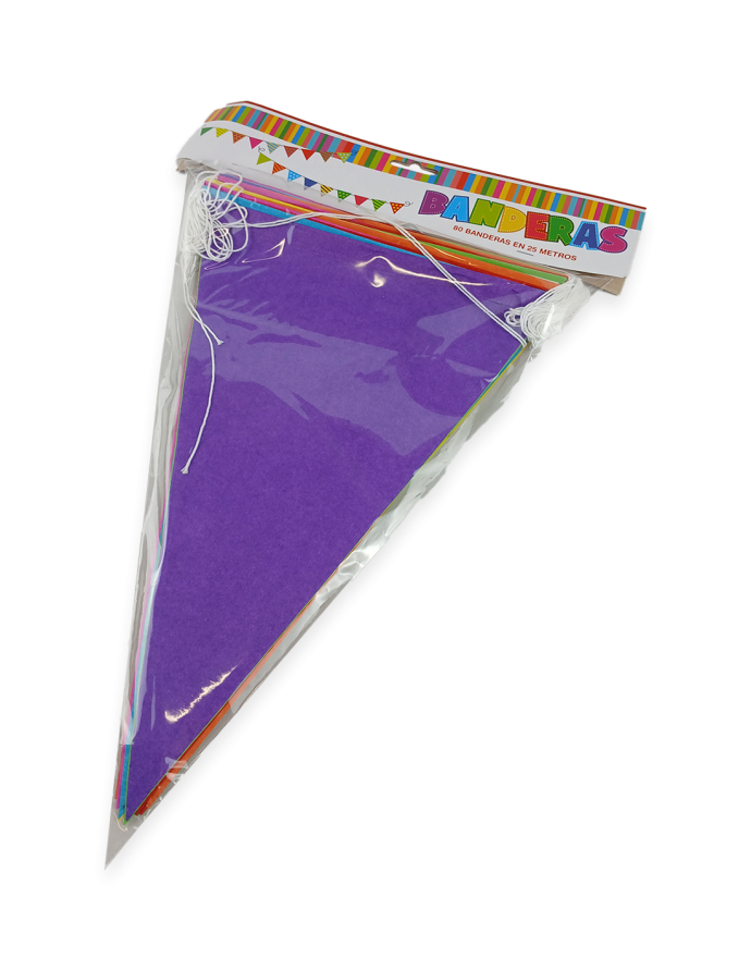  Guirnalda de 80 banderines triangulares papel 20x30 cm 25mt