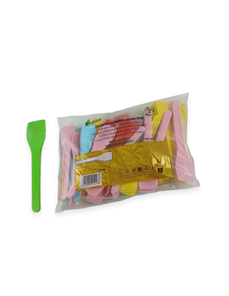 Cucharilla helado colores cpla 100mm 100 un